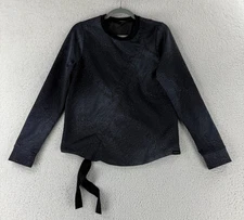 Koral Paradigm Pullover Sweater Womens Size XS Black Jacquard Glitch Long Sleeve