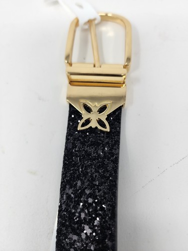 BCBGeneration Cintura Donna Media Nera Glitter Reversibile Fibbia Oro Nuova - Foto 6 di 7