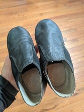 Girls Kids Size 12 Stretch Jazz Dance Black shoes, split sole, slip on leather
