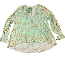 Spell & The Gypsy Collective Sage Green Floral Ruffle Boho Blouse Small