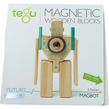 Tegu Magbot Stem Toy Magnetic Wooden Blocks 9 Piece Set Future Robot Ages 1-99