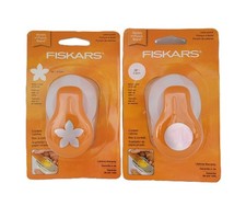 Lot of 2 Fiskars Lever Punches Flower  Circle Scrapbooking Cards Crafts New