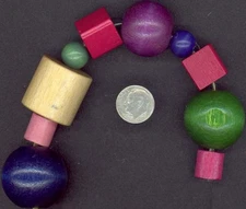 1960's Wood Beads Assorted Different Sizes Hippie Vintage Original Set of 10