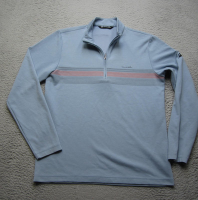 TravisMathew Pullover Mens Medium Blue Quarter Zip Golf Striped Fair Oaks Ranch