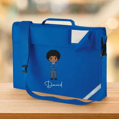 U&S CLOTHING Personalised Name Book Bag Printed Boy Design Junior School Book Bag With Strap