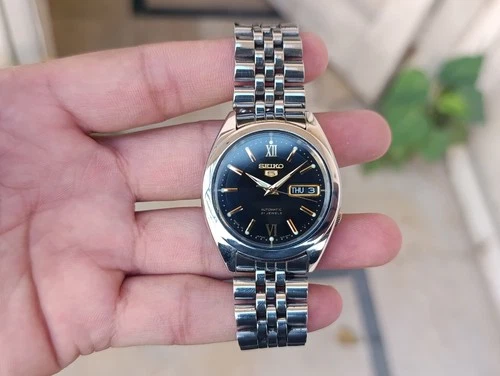 Vintage SEIKO 5 Automatic 7S26 Day-Date SS Black Dial Men's Japanese Wristwatch
