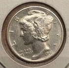 1941 P Mercury Dime Almost Uncirculated 90% Silver Coin AU / BU FREE SHIPPING!