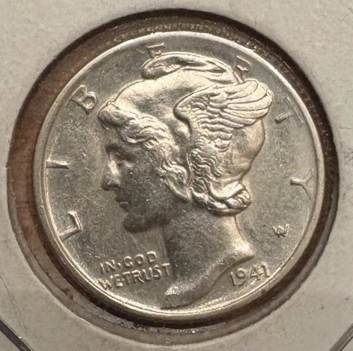 1941 P Mercury Dime Almost Uncirculated 90% Silver Coin AU / BU FREE SHIPPING!