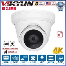 VIKYLIN 8MP 4K IR30M Turret Security IP Camera Outdoor MIC Motion Detection WDR