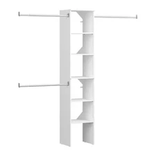 Style+ 72 In. W - 113 In. W White Narrow Wood Closet System