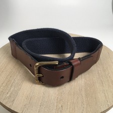 Polo Ralph Lauren Boys Size 24 Waist Navy Stretch Brown Leather Belt