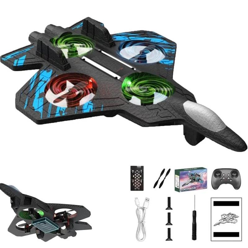 Skyriders Rc Jet, Rc Stunt Fighter Jet Toy for Kids with 360° Flips & LED Lights - Image 2 of 4
