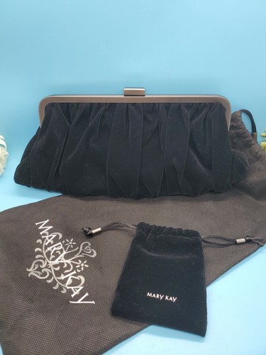 Mary Kay Black Velvet Handbag Clutch Purse & Compact Pre-owned Never Used - Picture 8 of 12