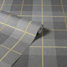 Arthouse Heritage Tartan Check Textured Ochre/Grey 299000 Wallpaper