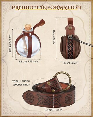 Ramede 6 Pcs Women Renaissance Accessories Medieval Leather Belt