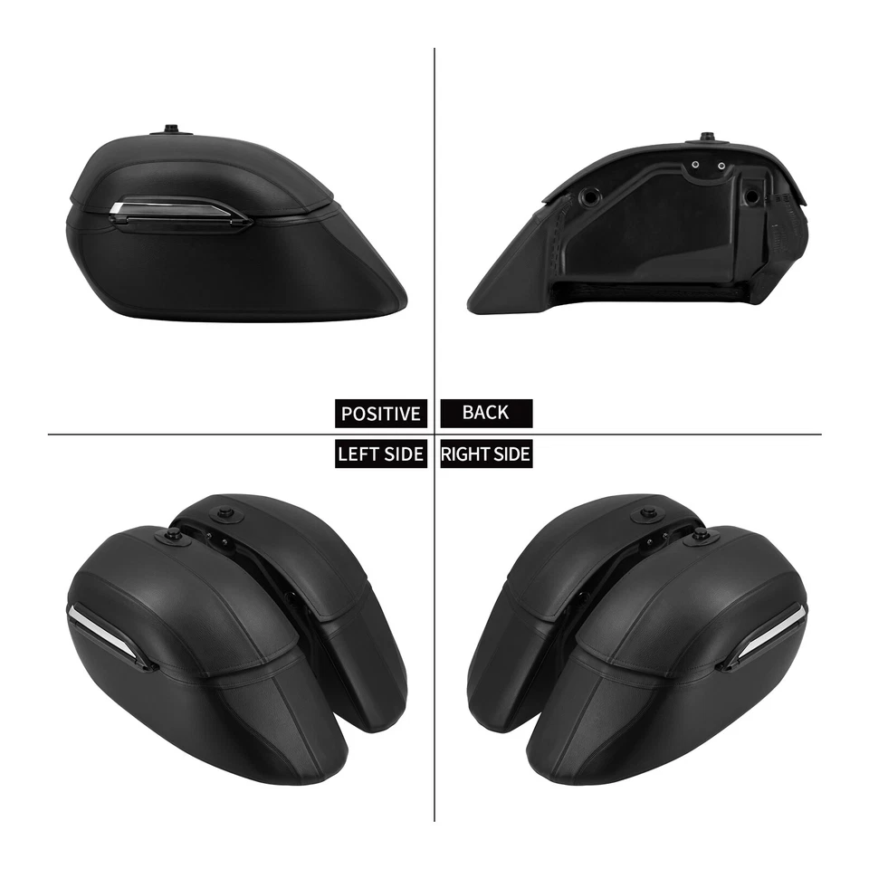 Motorcycle Hard Luggage Bag Universal Saddlebags For Harley Yamaha Honda Cruiser - Image 2 of 4