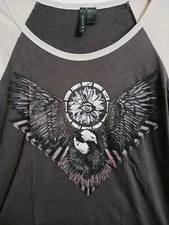 Full Tilt 36" Bust Womens M Brown Beige Eagles Eye Zodiac Grunge Alt Shirt