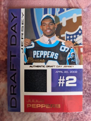 Julius Peppers 2002 Bowman Draft Day Jersey Patch Carolina Panthers