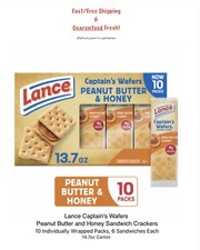 Lance Sandwich Crackers, Captain's Wafers  Honey, 10 Packs, 13.7oz