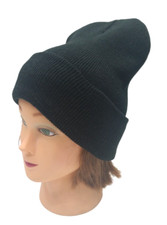 Black Knit Plain Beanie Ski Sports Winter Brimless Snow Hat School Wear Unisex