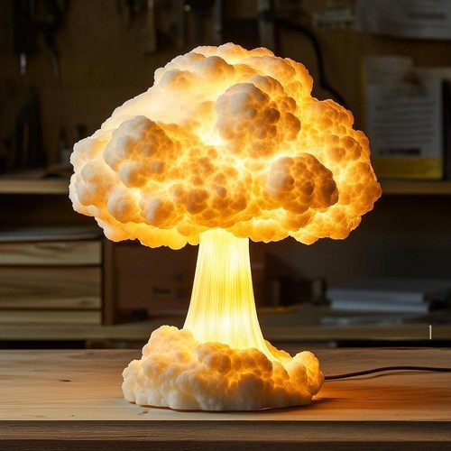 3D Mushroom Cloud Table Lamp Atomic Bomb Blast Explosion Night Light Desk Lamp - Picture 9 of 10