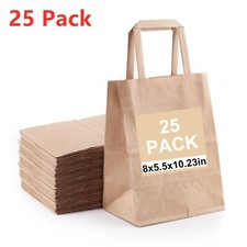 25 Brown Kraft Paper Bags with Handles Retail, Party, Shopping , Favor Bags