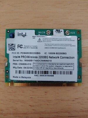 Intel Laptop WiFi PRO/Wireless 2200BG Network PCI Cards WM3B2200BG