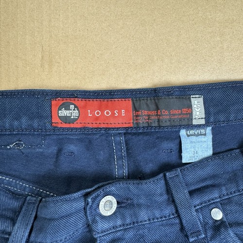 Vintage Silver Tab Men’s Blue Jeans Shorts Loose 34 - Picture 3 of 4