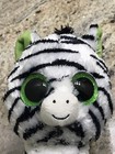 Ty Beanie Boos Zig Zag Zebra Plush Black White Green Big Glitter Eyes 2011 6" — photo 3