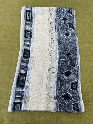 Tuch Schal von LOREDANO 100% Seide 160 x 43 CM Grau Töne Wie Neu