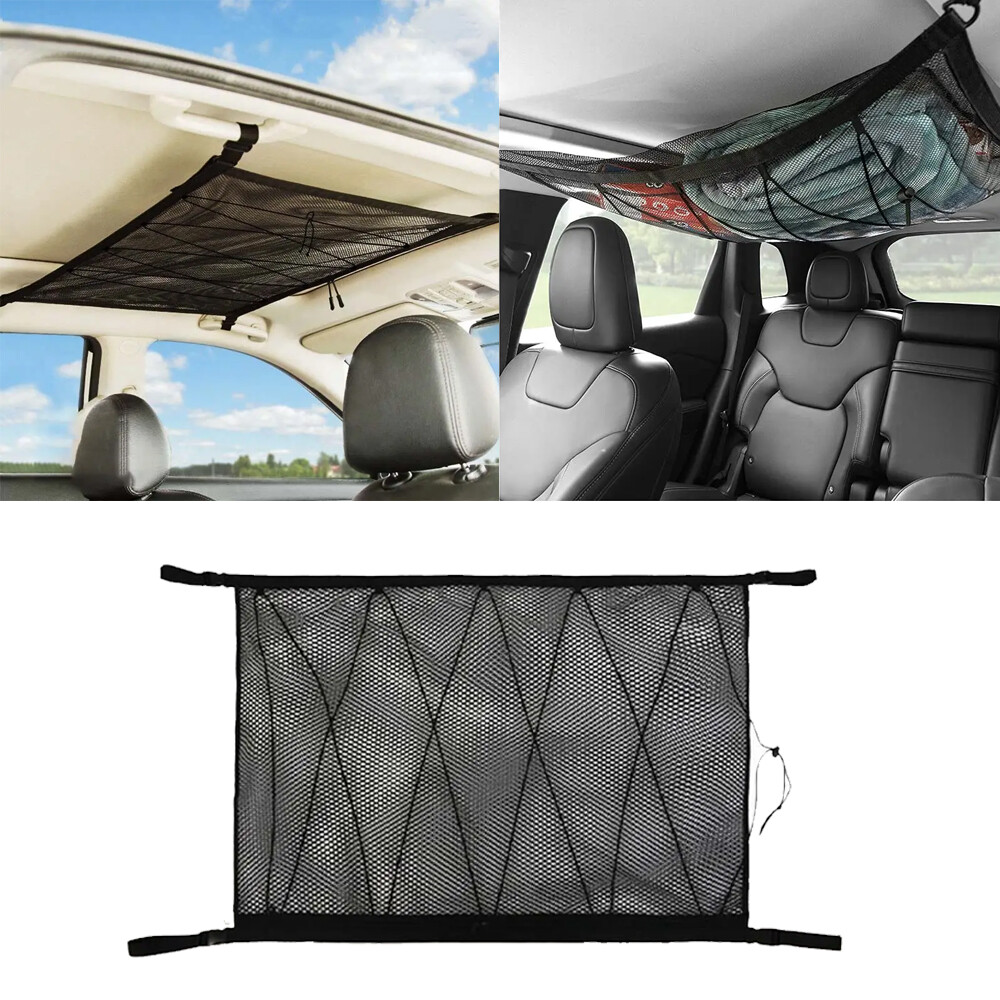 Car Double-Layers Roof Ceiling Cargo Net Pocket Mesh Bag For Chevrolet Accessory