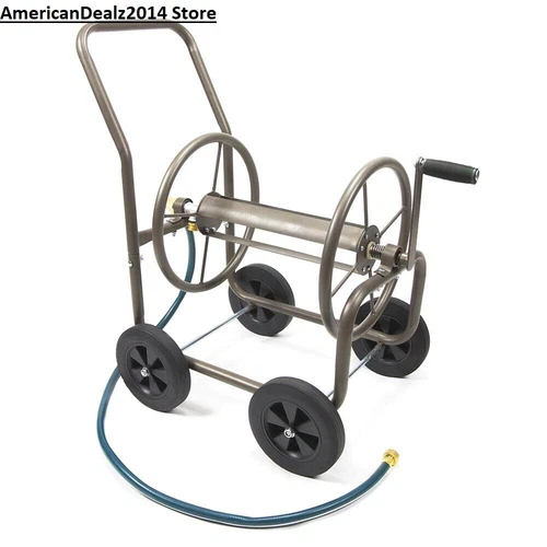 200' Lightweight Steel 4 Wheel Water Hose Reel Cart Home Garden Mobile Storage