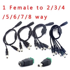 DC 1 female to 2 3 4 5 6 8 way male Power plug Splitter cable for led strip CCTV