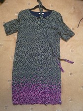 White Stuff Dress Navy with green pink hearts Size 12