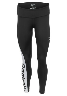 Reebok Linear Logo Poly Damen Leggings Women Sport Fitness Trainingshose Schwarz