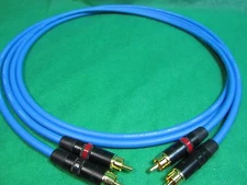 2 Ft Pair Canare L4E6S Blue Star Quad RCA to RCA HIFI Audio Cable.