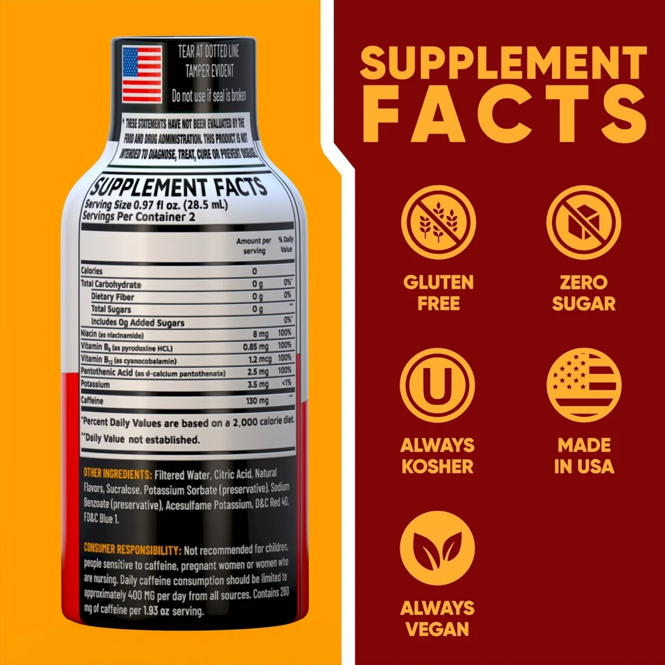 (48 Pack) GAQ B12 Energy Shots, Pomegranate, Energy Lasts Up to 7+ Hours - Image 2 of 4