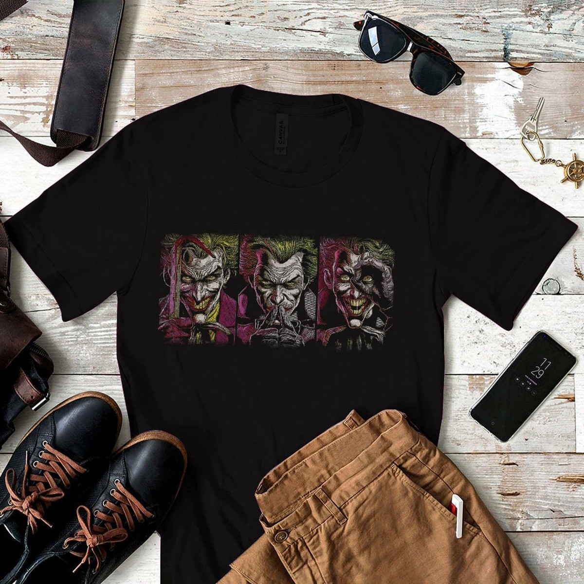 Joker Adult Unisex Black Jail T-Shirt DC Joker Adult Unisex Black Jail T-Shirt DC