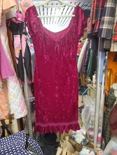 Vintage Fushia Pink Velvet Wiggle Dress Size 12