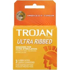 18 or 144 Count Trojan Ultra Ribbed Increased Stimulation Lubricated Condoms