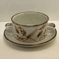 Wild oats Stonehenge Midwinter LTD(Wedgwood group) flat cream bowl & saucer READ