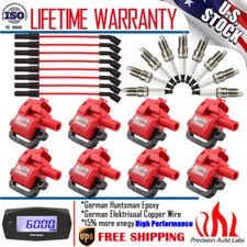 8 Pack Ignition Coil & Spark Plug & Wire For Chevy Corvette GMC Sierra 5.7L 8.1L