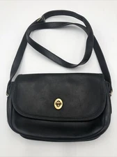 Michael Green Black Leather Messenger Crossbody Shoulder Handbag