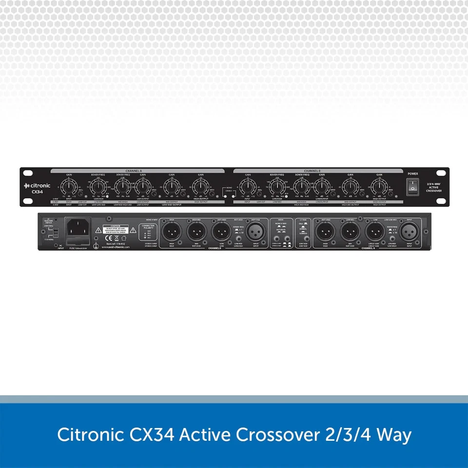 Citronic CX34 Active Crossover 2/3/4 Way Stereo Mono 19" Mono Install PA Band DJ - Image 2 of 4