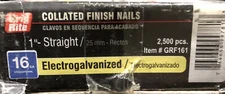 Grip-Rite 16-Gauge Galvanized Straight Finish Nail, 1 In. (2500 Ct.) GRF161