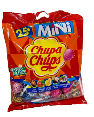Chupa Chups Lollipop 25s Mini Assorted Flavours Natural Colours 150g - 4 Packs