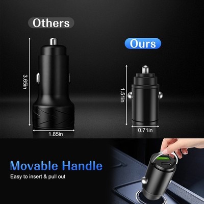 60W 2-in-1 Super Fast Car Charger, PD & QC3.0 Smart Adapter for Car phone