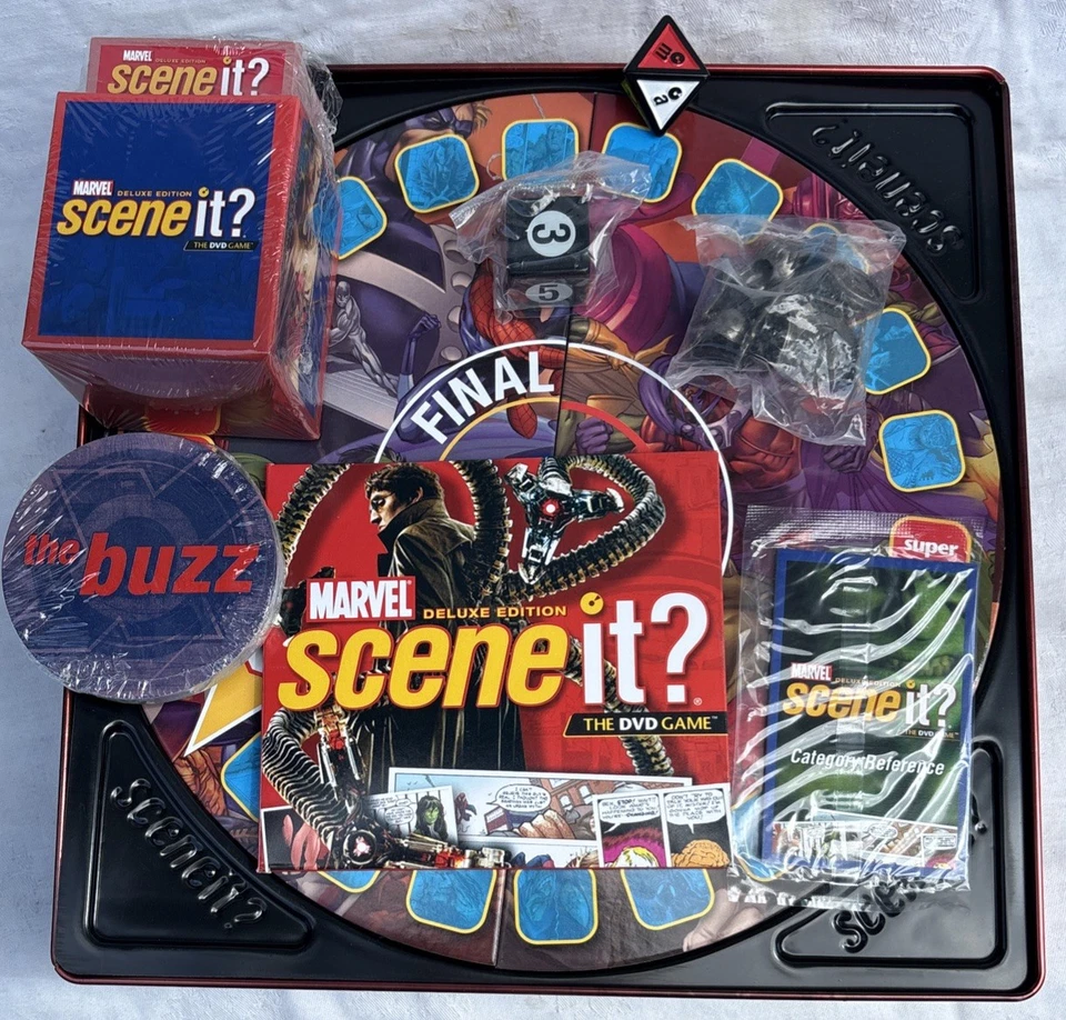 Marvel Deluxe Edition Scene It Board Game In Original Tin Unused All Complete - Image 2 of 4