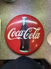 Vintage 1990 ~ Coca-Cola ~ 12" Round Metal ~ Iconic ~Tacker-Type Domed Coke Sign