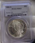 1882 S US Morgan Silver Dollar $1 PCGS MS63